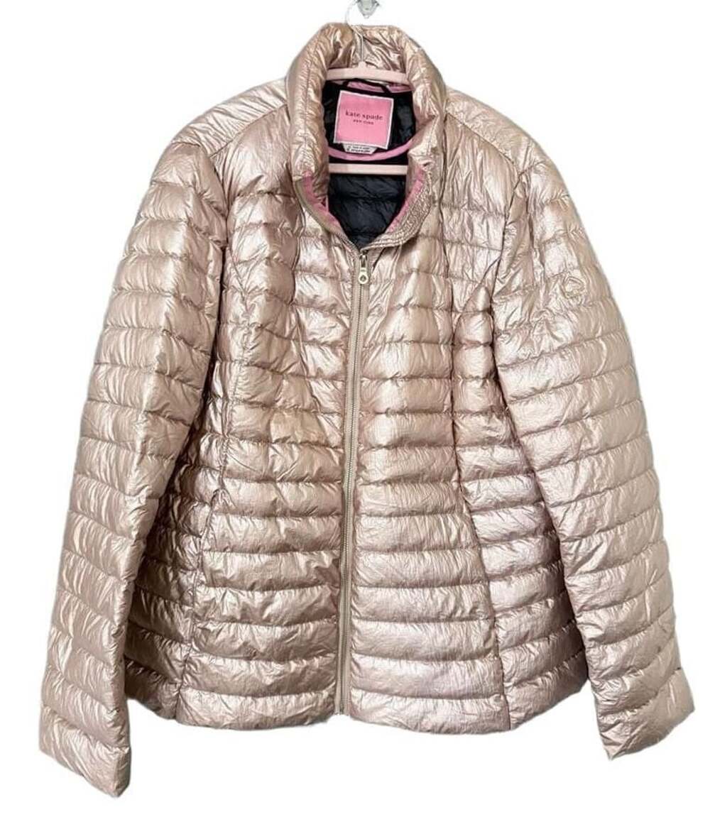 Kate Spade New York Metallic Puffer Jacket Rose Gold Size XL Arttowear Down Feat